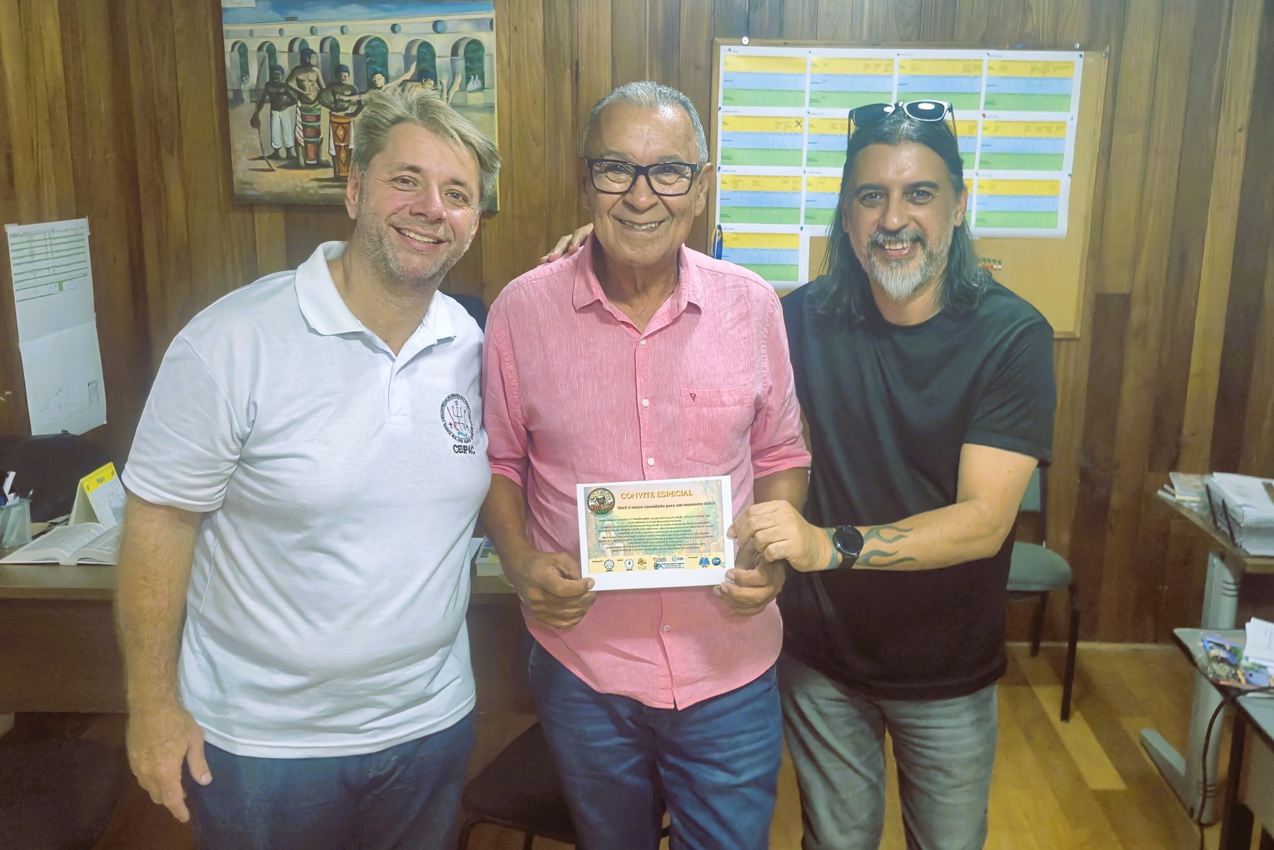 Secretário de Cultura Aroldo Brito(Centro) Alexandre Polydoro (Esq) Carlos Santana (Dir)